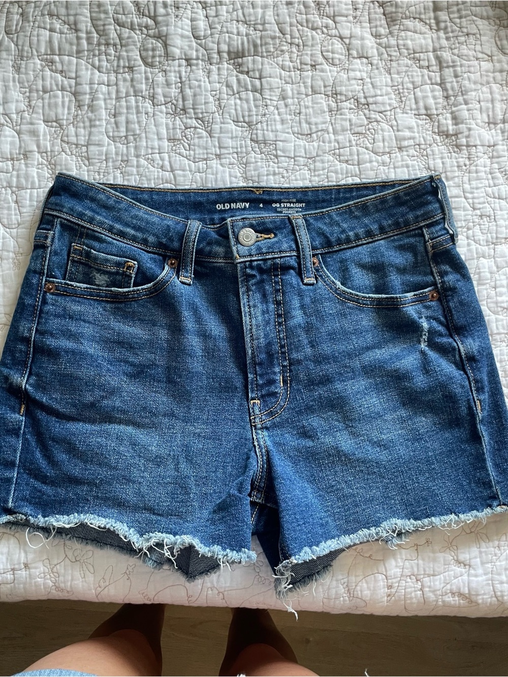 Old Navy Dark Blue Denim Frayed Hem Shorts